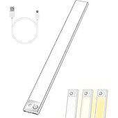 cheap Cabinet Light-Light In The Box Motion Sensor Cabinet Light Ultra Thin Under Cabinet Lighting USB Rechargeable Battery Operated, Tri-color Wireless Closet Lights Night Lights for Bedroom Wardrobe Stairs