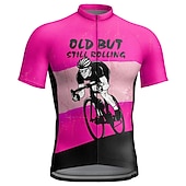 cheap Men's Jerseys-Men's Cycling Jersey Graphic Letter &amp; Number Funny Short Sleeve Bike Jersey Top with 3 Rear Pockets Mountain Bike MTB Road Bike Cycling Quick Dry Reflective Strips Back Pocket Moisture Wicking Sports
