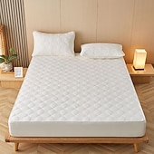 baratos Lençóis e fronhas-Capa Protetora para Cama Queen King Impermeável Protetor de Colchão Almofada de Colchão Ajustável Protetor de Cama Capa de Colchão com Faixa Elástica Reforçada À Prova de Urina