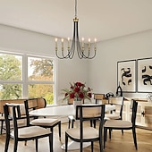 economico Lampadari-lampadario in stile candela a 6 luci 26 &quot;lampada a sospensione classica classica semplice, plafoniera a isola da cucina per ingresso, corridoio, foyer della sala da pranzo