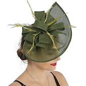 levne Fascinátory-Fascinátory Látka Kentucky Derby Dostih Elegantní retro S Peří Mašle Přílba Pokrývky Hlavy