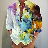 preiswerte Pflanzen Muster-Herren Blumen Hemd Knopfhemd Langarm Modisch Designer Brautkleider schlicht Urlaub Täglich Ausgehen Herbst Frühling Sommer Ständer Bedruckt Weiss + rot Schwarz Weiß Gelb Rosa
