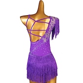 preiswerte Eiskunstlaufkleider-Eiskunstlaufkleid Damen Mädchen Eislaufen Kleider Schwarz Weiß Gelb Kreuz und quer Quaste Gitter Spandex Hochelastisch Wettbewerb Eiskunstlaufkleidung Ärmellos Latintanz Eislaufen Wintersport