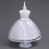 preiswerte Partykleider-kinderkleidung Mädchen Kleid Party Kleid Feste Farbe Ärmellos Formal Hochzeit Besondere Anlässe Gitter Modisch bezaubernd Prinzessin Baumwolle Maxi abendkleider Schaukelkleid A Linie Kleid Sommer