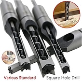 cheap Drill Bit Set-Square Hole Drill Bits for Wood, Woodworking Hole Saw Mortising Chisel Drill Bits1/4 inch, 5/16 inch, 3/8 inch, 1/2 inch