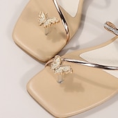 cheap Women&#039;s Sandals-Women&#039;s Gold Flip Flops with Butterfly Rhinestone Accent and Crystal Strap, Elegant Thong Sandals for Summer, Beach, and Evening Events
