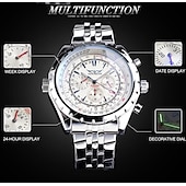 cheap Mechanical Watches-JARAGAR Mechanical Watch for Men Aviator Series Military True Men Sport Automatic Watch Luxury Stainless Steel Mechanical Male Clock Hour Luminous Wristwatch Blue Glass