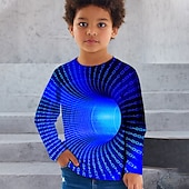 billiga Pojkens 3D Vision &amp; Geometri-Pojkar 3D Grafisk 3D Print T-shirt Långärmad 3D-tryck Sommar Vår Höst Sport Mode Streetwear Barn 3-12 år Utomhus Ledigt Dagligen Normal