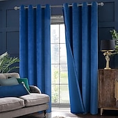 preiswerte Blackout -Vorhang-Verdunkelungsvorhang, Samt, Bauernhaus-Optik, Ösen, IKEA-Serie, Vorhangpaneele für Wohnzimmer, Schlafzimmer, Tür, Küche, Fensterbehandlungen, wärmeisoliert, Raumverdunkelung