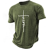  Heren Bijbel Grafisch Geloof T-shirt Versleten T-shirt Korte Mouwen T-shirt 3D Print Round Neck Shirt Vintage Mode Designer Buitenshuis Dagelijks Sport Roze Blauw Leger Groen Lente  Zomer Kleding