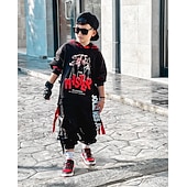 economico Completini per bambini-Unisex 3D Alfabetico Set felpa con cappuccio e pantaloni della tuta Completo Manica lunga Autunno Inverno Di tendenza Stile di strada Bambino 3-13 anni Da mare Strada Standard