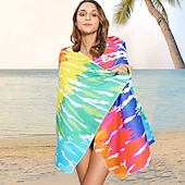 abordables ensembles de serviettes de plage-Serviette de plage tie dye, serviettes de plage de couleur hippie sans sable surdimensionnées, grande serviette de bain douce sup, serviette de bain absorbant l&#039;eau pour hommes, femmes, voyage,