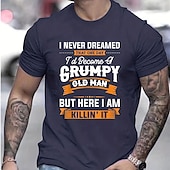 baratos Camiseta gráfica masculina-Homens Letra Estampas Abstratas Camiseta Camisetas gráficas Algodão Manga Curta Gráfico Camisa Preto Branco Azul Camiseta confortável Ao ar livre Rua Roupas de estilistas