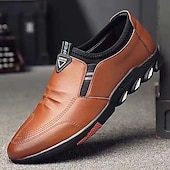 voordelige Hereninstappers &amp; loafers-heren instappers voor casual schoenen – bruine kunstleren ademende wandelschoenen met flexibele zool – lichtgewicht modieuze sneakers voor dagelijks gebruik en reizen