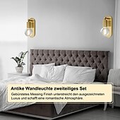 abordables Chandeliers Muraux-laiton salle de bain applique e27 rétro éclairage mural éclairage intérieur vintage or applique murale 2 pièces tournant applique e27 applique murale intérieur métal pour galerie restaurant café