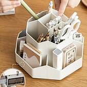cheap Jewelry &amp; Cosmetic Storage-Large Capacity Pen Holder, Multi Compartment Pen Holder, Plastic Makeup Brush Organizer For Desk, Desktop Cosmetic Storage Box, Desktop Organizer, Home Office Art Supply Storage Organizer