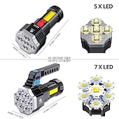 お買い得  戦術的な懐中電灯-ハイパワー 7 LED 懐中電灯トーチ穂軸サイドライトライト屋外照明 USB 充電式防水作業灯強力な集魚灯