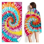 abordables ensembles de serviettes de plage-Serviette de plage tie dye, serviettes de plage de couleur hippie sans sable surdimensionnées, grande serviette de bain douce sup, serviette de bain absorbant l&#039;eau pour hommes, femmes, voyage,