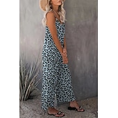 olcso alkalmi kombiné-női jumpsuit egyszínű v nyak ünnepnapi kirándulás széles lábszár laza spagetti pántos khaki 3xl nyári