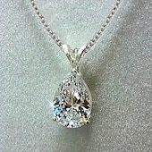 baratos Colares-Colar Com Strass Zircão Mulheres Moda Estilo bonito Clássico Luminoso Adorável Forma Geométrica Colar Para Presente Festival