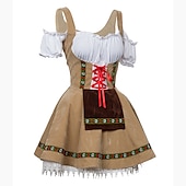 cheap Dirndl-Carnival Oktoberfest Beer Outfits Petticoat Hoop Skirt Tutu Maid German Munich Wiesn Women&#039;s Traditional Style Cloth Dress Apron
