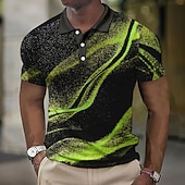 Men's Geometric Waffle Polo Shirts Golf Shirt Short Sleeve Polo Shirts Collared Shirts Business Casual Vacation Wear Formal Wear Festival Wear Buttons 3D Print Yellow Red Blue4