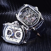 voordelige Mechanische Horloges-forsining retro heren mechanisch horloge luxe mode zakelijk automatisch skelet polshorloge heren mechanisch waterdicht horloge klok heren