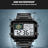 economico Orologi digitali-Orologio digitale SKMEI per uomini 3ATM impermeabile orologio di lusso da uomo per affari cronometro con retroilluminazione orologio quadrato sportivo in acciaio inossidabile per uomini