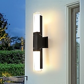 preiswerte Außenwandleuchten-LED-Sensor-Wandleuchte, Wandleuchte für den Außenbereich, Wandleuchten aus schwarzem Metall, Up-Down-Wandleuchten, Wandlaterne aus Aluminium, wasserdichte IP65-Scheinwerfer, Nachtlampen für Veranda, Terrasse, Garten, 85–265 V