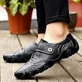 preiswerte Sneaker für Herren-Herren-Loafer aus Kunstleder zum Hineinschlüpfen mit rutschfester Sohle, handgenähte Mokassins für Spaziergänge im Freien, Reisen und den Alltag