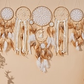 economico Acchiappasogni-5 pezzi di grandi dimensioni acchiappasogni piuma gancio fiore campanelli eolici decorativo appeso a parete arte decorativa