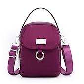 preiswerte Handtaschen und Tragetaschen-Schwarze Umhängetasche aus Nylon für Damen mit silberfarbenen Beschlägen und verstellbarem Riemen – leichte und praktische kleine Schultertasche für Reisen und den täglichen Gebrauch