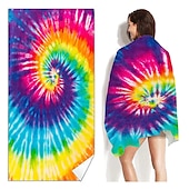 abordables ensembles de serviettes de plage-Serviette de plage tie dye, serviettes de plage de couleur hippie sans sable surdimensionnées, grande serviette de bain douce sup, serviette de bain absorbant l&#039;eau pour hommes, femmes, voyage,