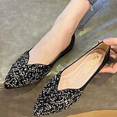 cheap Women&#039;s Flats-Women&#039;s Pointed Toe Rhinestone Flats – Elegant Glitter Slip-On Shoes for Wedding, Party, and Evening Wear