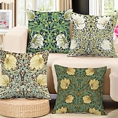 billige blomster- og plantestil-4.0 stk Polyester Putecover, Trykt mønster Enkel Fritid Kvadrat Tradisjonell Klassisk