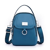 preiswerte Handtaschen und Tragetaschen-Schwarze Umhängetasche aus Nylon für Damen mit silberfarbenen Beschlägen und verstellbarem Riemen – leichte und praktische kleine Schultertasche für Reisen und den täglichen Gebrauch