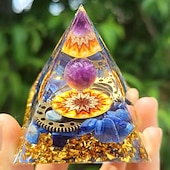 cheap Outdoor Decoration-Orgone Pyramid For Positive Energy And Amethyst Crystal Ball, With Protection From Crystals Energy Generator For Stress Reduce Healing Meditation And Wealth Attraction For Home Decoration