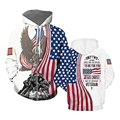 tanie Wzór flagi-Męskie Wzory graficzne Flagi Bluza z Kapturem Z kapturem Bluzy Rozpinana bluza z kapturem Długi rękaw Bluza z kapturem Kaptur Moda miejska Druk 3D Sport i turystyka Codzienny Sport Biały + Jasnoszary