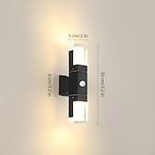 preiswerte Außenwandleuchten-LED-Sensor-Wandleuchte, Wandleuchte für den Außenbereich, Wandleuchten aus schwarzem Metall, Up-Down-Wandleuchten, Wandlaterne aus Aluminium, wasserdichte IP65-Scheinwerfer, Nachtlampen für Veranda, Terrasse, Garten, 85–265 V