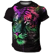  Bărbați Grafic Tigru Tricou Manșon scurt Tricou Tipărire 3D Stil Nautic Cămașă Epocă Modă Designer Zilnic În aer liber Sport Albastru Primavara vara Îmbrăcăminte S M L XL 2XL 3XL