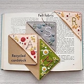 cheap Gifts-Personalized Hand Embroidered Corner Bookmark, 26 Letters Cute Flower Letter Embroidery Bookmarks, Felt Triangle Page Corner Handmade Bookmark, Felt Triangle Bookmark, Bookmarks for Book Lovers