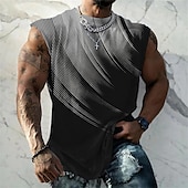 cheap Skull &amp; Bone-Men&#039;s Graphic Geometric Gradual Vest Top Sleeveless T Shirt for Men Double Color T Shirt Sleeveless Cap Sleeve T shirt 3D Print Crew Neck Shirt Fashion Designer Muscle Daily Sports Gym Black White