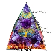 cheap Outdoor Decoration-Orgone Pyramid For Positive Energy And Amethyst Crystal Ball, With Protection From Crystals Energy Generator For Stress Reduce Healing Meditation And Wealth Attraction For Home Decoration