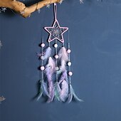 baratos Espanta-espíritos-1 peça apanhador de sonhos, padrão de lua de gato, penas de miçangas, apanhador de sonhos, decoração de parede para pendurar em casa, enfeite para quarto de criança