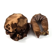 abordables Aparatos para el baño-Juego de rizos satinados sin calor: varilla para rizar + cubierta para el cabello rizado, juego de rizos con bollos de calor cero, artefacto para rizar el cabello para personas perezosas con sueño de ola grande, juego de cabello rizado sin calor para muje
