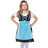 halpa Lapset-Oktoberfest dirndl Trachtenkleader Dirndl pusero Oktoberfest / Olut baijerilainen baijerilainen Wiesn Perinteinen Tyyli Niityt Tyttöjen Perinteinen tyyli kangas Toppi Leninki Esiliina