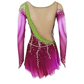 ieftine Rochii de patinaj artistic-Rochie de Patinaj Artistic Pentru femei Fete Πατινάζ στο πάγο Rochii Ținute Yan roz Violet Alb / Alb Deschide Înapoi Spandex Înaltă Elasticitate Antrenament Ținută Patinaj Confecționat Manual Mat