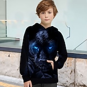 billiga Pojkens 3D-djur-sonic barn pojkar hoodie grafisk skola 3d-utskrift långärmad ficka dagligen 3-12 år vinter ljusblå