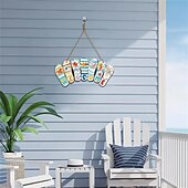 economico cartelli da parete in legno-1pc pantofole estive cartello appeso in legno ciao estate spiaggia rustica targa benvenuto spiaggia arredamento a tema per porta parete portico interno esterno 12 x 6 x 0,2 pollici stile benvenuto