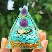 cheap Outdoor Decoration-Orgone Pyramid For Positive Energy And Amethyst Crystal Ball, With Protection From Crystals Energy Generator For Stress Reduce Healing Meditation And Wealth Attraction For Home Decoration